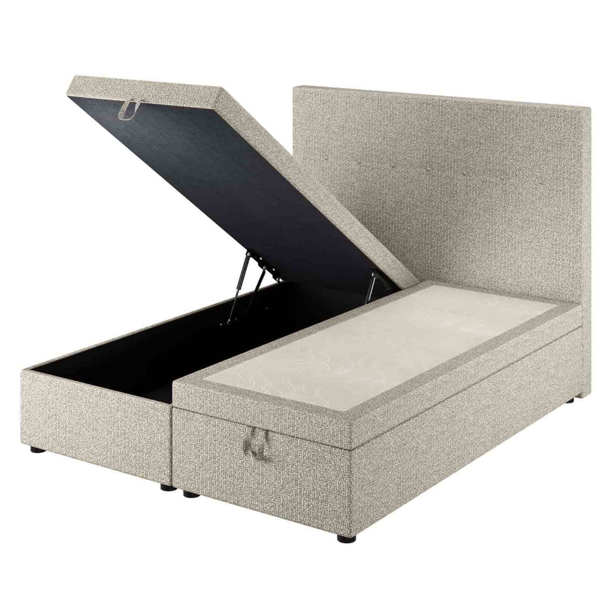 Le Roi du Matelas - Lit Coffre Cassia Beige - 140x200 cm