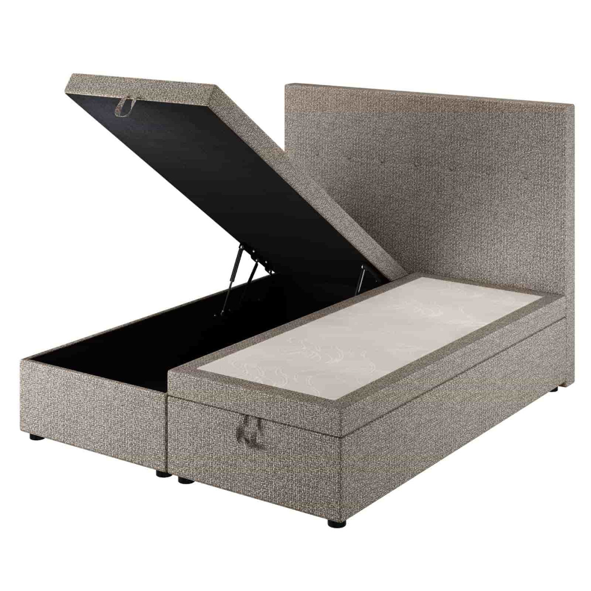 Le Roi du Matelas - Lit Coffre Cassia Taupe - 90x190 cm