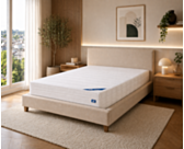 Matelas Sensospring 180x200 cm Oli posé sur un lit 2 personne dans une chambre moderne – confort équilibré à ressorts ensachés