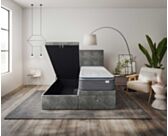 Lit Coffre Cassia Velours Gris - 180x200 cm