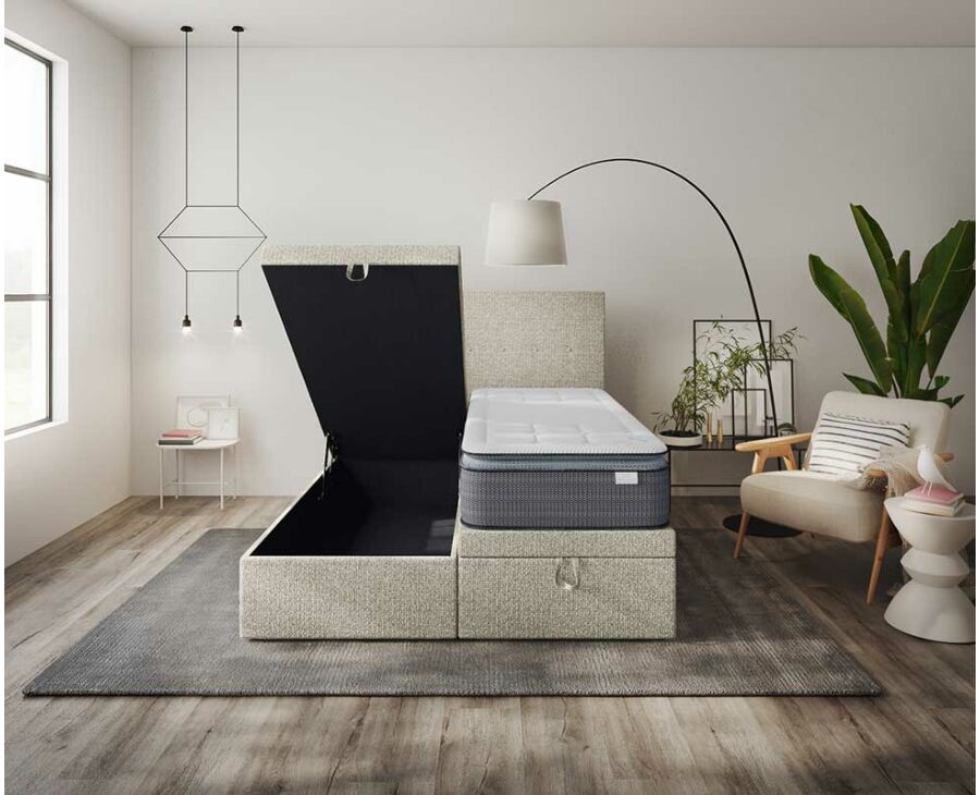Lit Coffre Cassia Beige - 160x200 cm