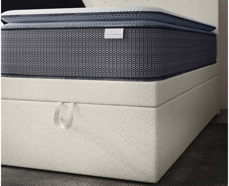 Lit Coffre Cassia Bouclé Blanc - 140x190 cm