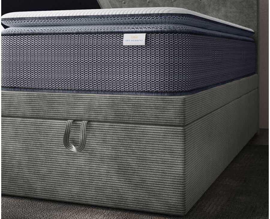 Lit Coffre Cassia Velours Gris - 140x190 cm