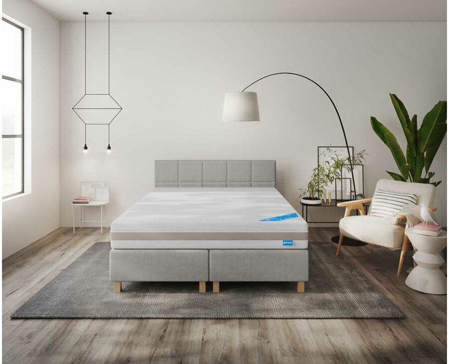 Boxspring Dayton Merlot Gris - 160x200 cm main product photo
