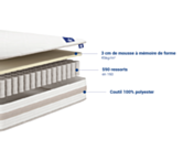 Matelas Ressorts ensachés Aerovisco à mémoire de forme 80x200 cm 
