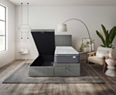 Lit Coffre Cassia Gris - 90x200 cm