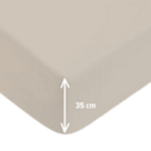 Drap-housse satin Beige Bonnet 35 - 140x200 cm