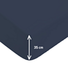 Drap-housse Satin Marine Bonnet 35 - 160x200 cm