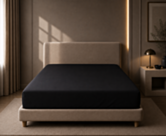 Ambiance drap housse satin noir intense Bonnet 35 - 140x190