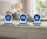 Matelas hybride 180x200 cm vue de dessus avec surmatelas zippé et 7 zones de confort