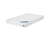 Matelas Sensospring 140x200 cm Oli – vue d'ensemble sur fond blanc, coutil matelassé blanc et soutien ferme à ressorts ensachés