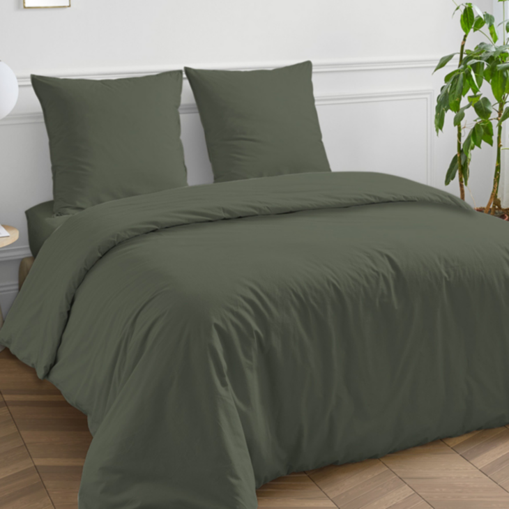 Housse de couette Coton Kaki - 140x200 cm