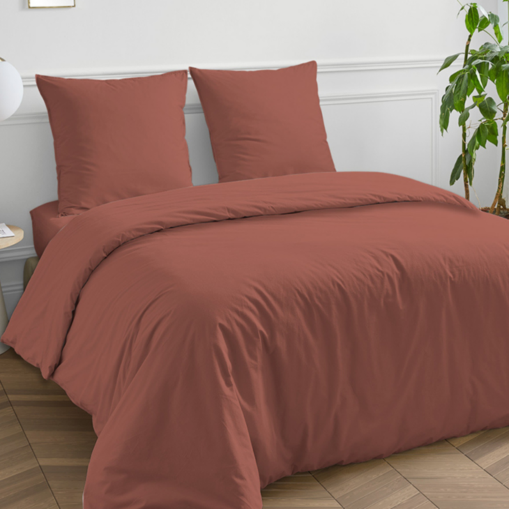 Housse de couette Coton Terracotta - 140x200 cm