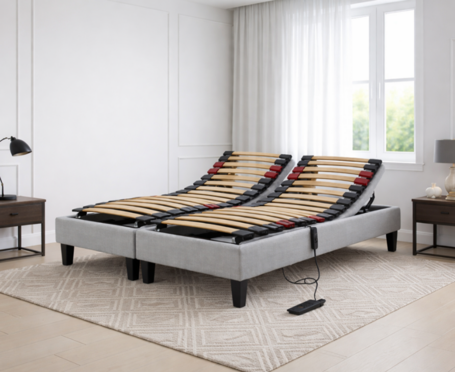Sommier électrique Essentiel Plus Gris – 160x200 cm (2 couchages 80x200 cm) 