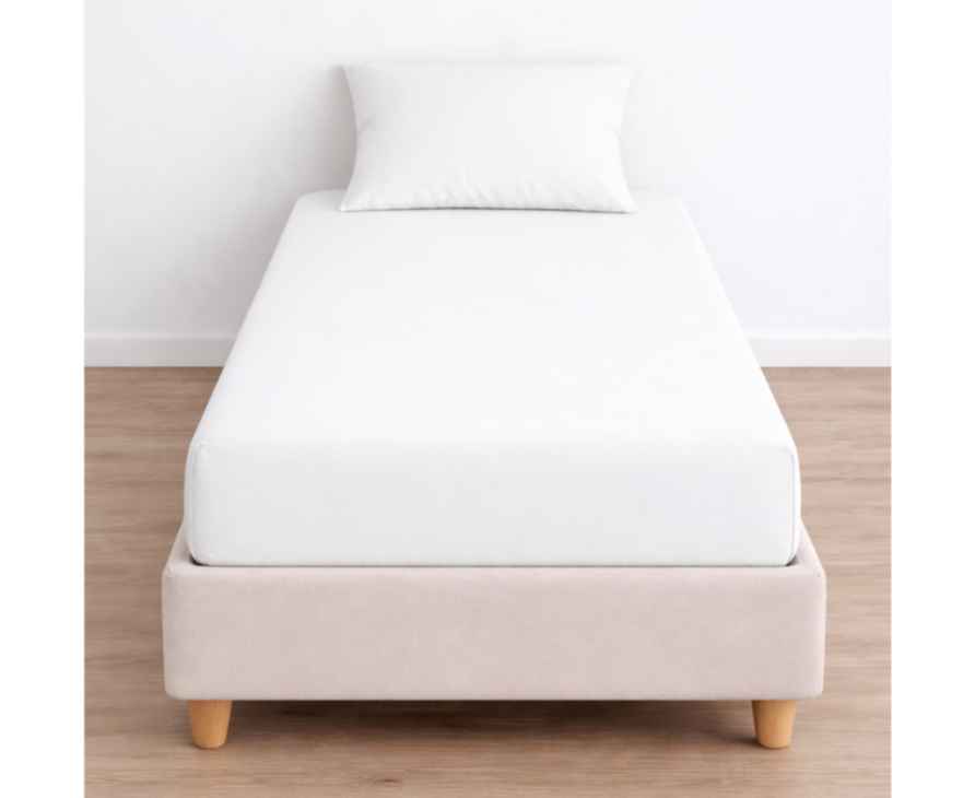 Drap-housse 100% Coton Blanc - Bonnet 25 - 80x200 cm