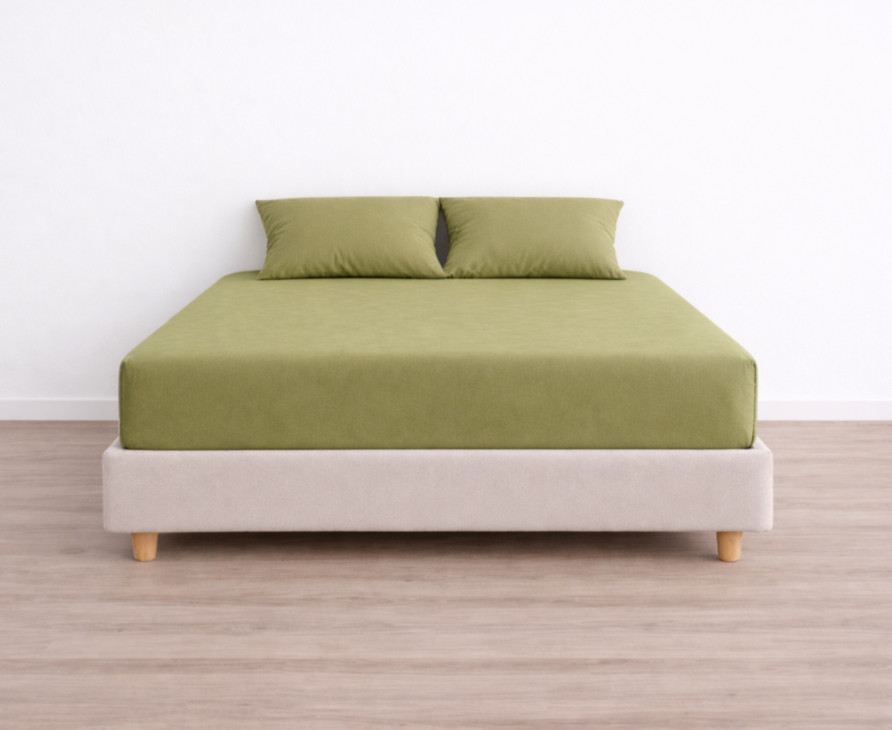 Drap-housse 100% Coton Olive - Bonnet 25 - 140x190 cm