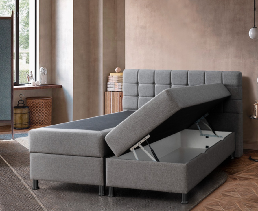 Lit Coffre Omega Gris - 140x200 cm