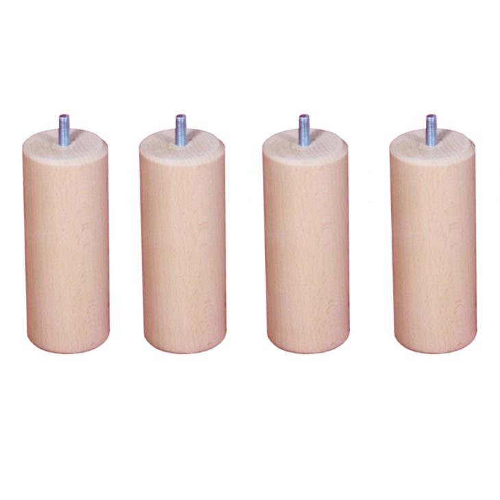 Lot de 4 pieds cylindriques Vernis Clair - H30 cm