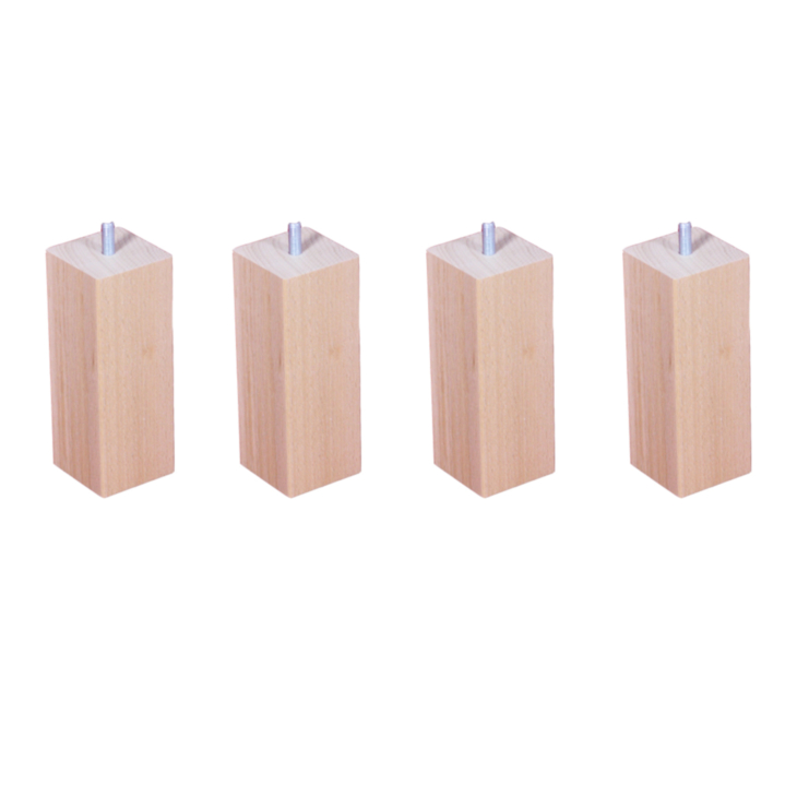 Lot de 4 pieds carrés Vernis Clair - H20 cm