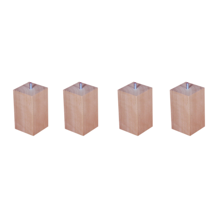 Lot de 4 pieds P3 carrés Vernis Clair - H15 cm