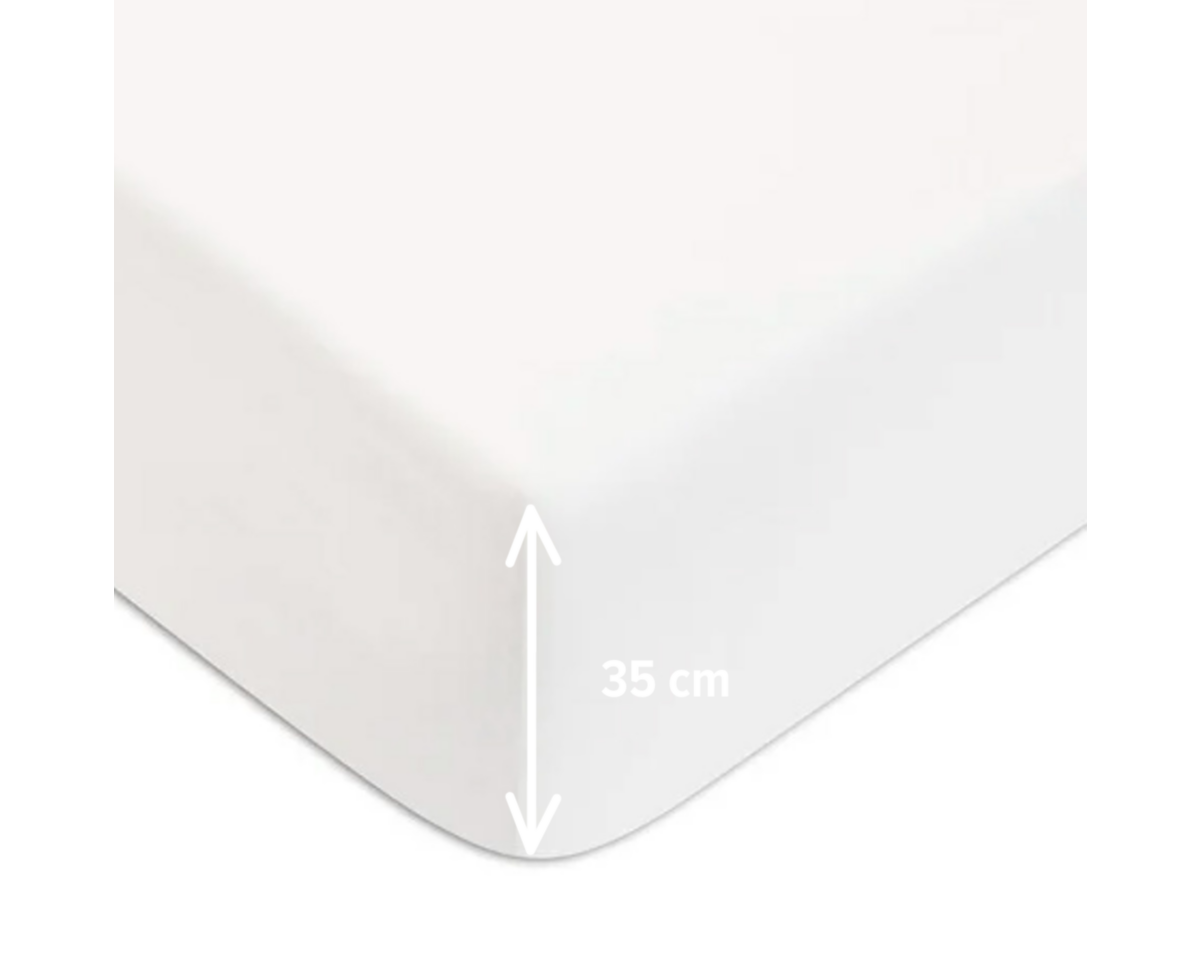 Drap Housse 140x190+35 cm Gaze de Coton - Coton 57 fils Blanc pas cher