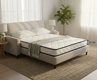 Matelas Essential Oli 90x190 cm épaisseur 12 cm – confort ferme mousse haute résilience sur lit double