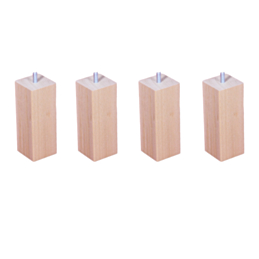 Lot de 4 pieds carrés Vernis Clair - H15 cm