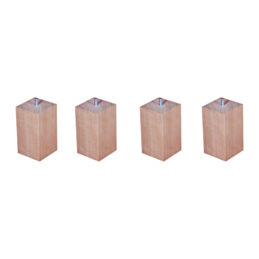 Lot de 4 pieds P3 carrés Vernis Clair - H15 cm