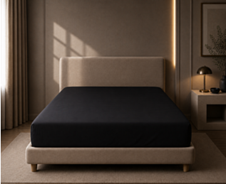Drap-housse Satin Noir intense - Bonnet 35 - 140x200 cm