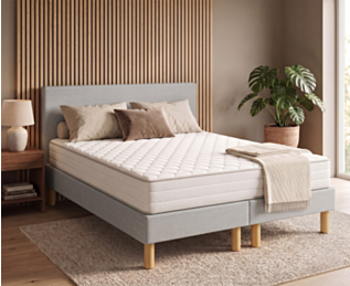 Ensemble literie Leon - gris - (x2) 90x200 cm (180x200 cm) 