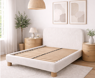 Tête de lit tissu bouclé 