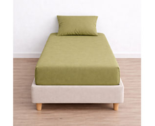 Drap-housse 100% Coton Olive - Bonnet 25 - 90x190 cm
