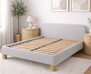 Lit sommier tapissier, tête de lit 