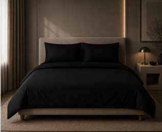 Housse de couette Satin 120 fils - Noir intense - 140x200 cm