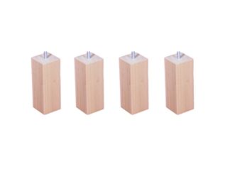 Lot de 4 pieds carrés Vernis Clair - H20 cm