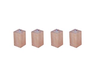 Lot de 4 pieds P3 carrés Vernis Clair - H15 cm