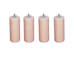 Lot de 4 pieds cylindriques Vernis Clair - H15 cm