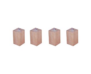 Lot de 4 pieds P3 carrés Vernis Clair - H15 cm