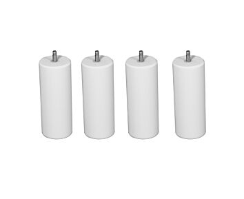 Lot de 4 pieds cylindriques Blanc Laqué - H25 cm