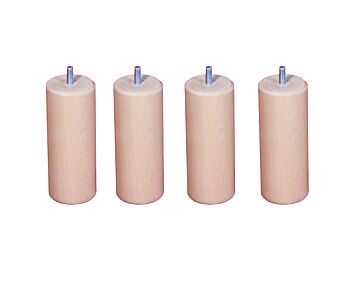 Lot de 4 pieds cylindriques Vernis Clair - H30 cm