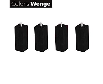 Lot de 4 pieds carrés Wengé - H20 cm