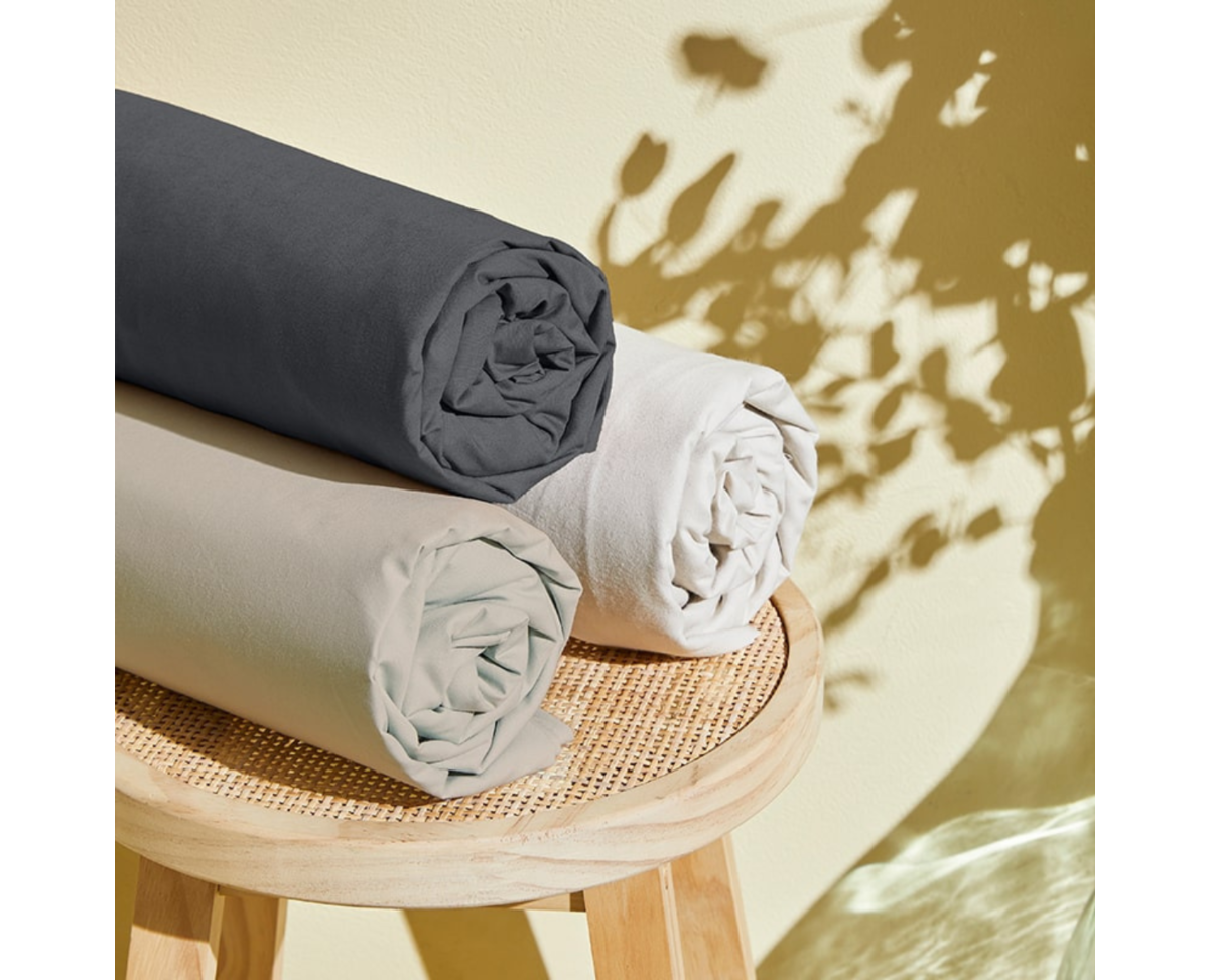 Drap-housse Percale Gris Clair Bonnet 35 180x200 cm Le Roi du