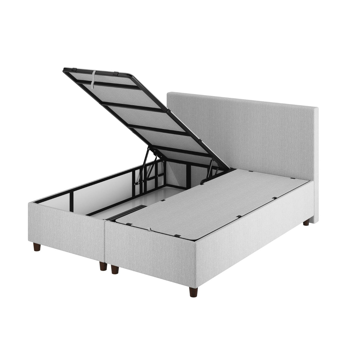 Le Roi du Matelas - Lit Coffre Alpha Gris clair - 160x200 cm