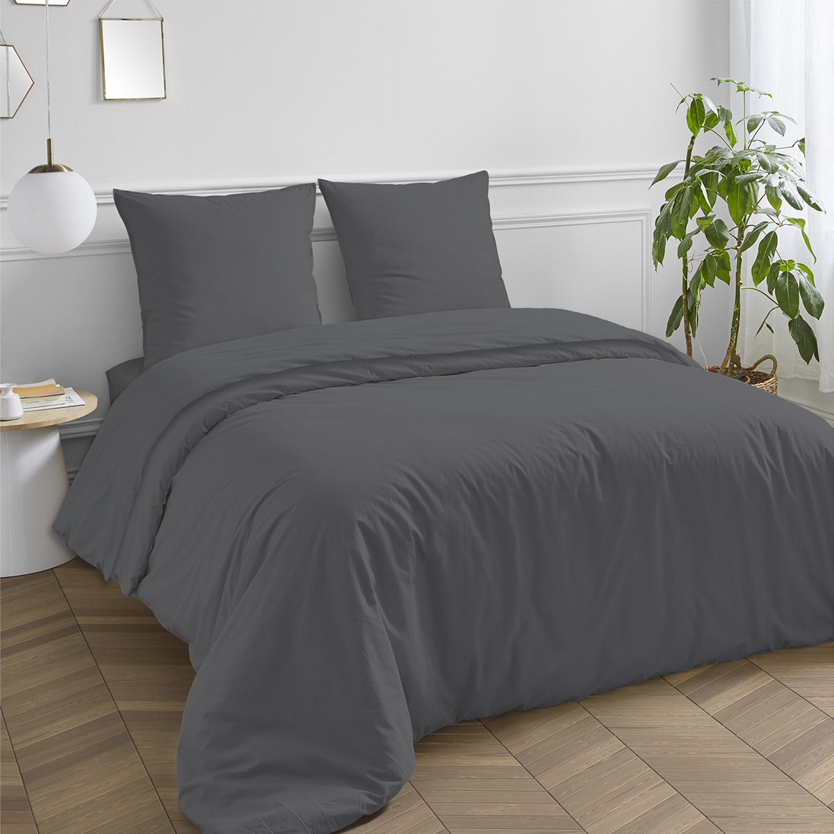 Le Roi du Matelas - Housse de couette percale Gris Foncé - 220x240 cm