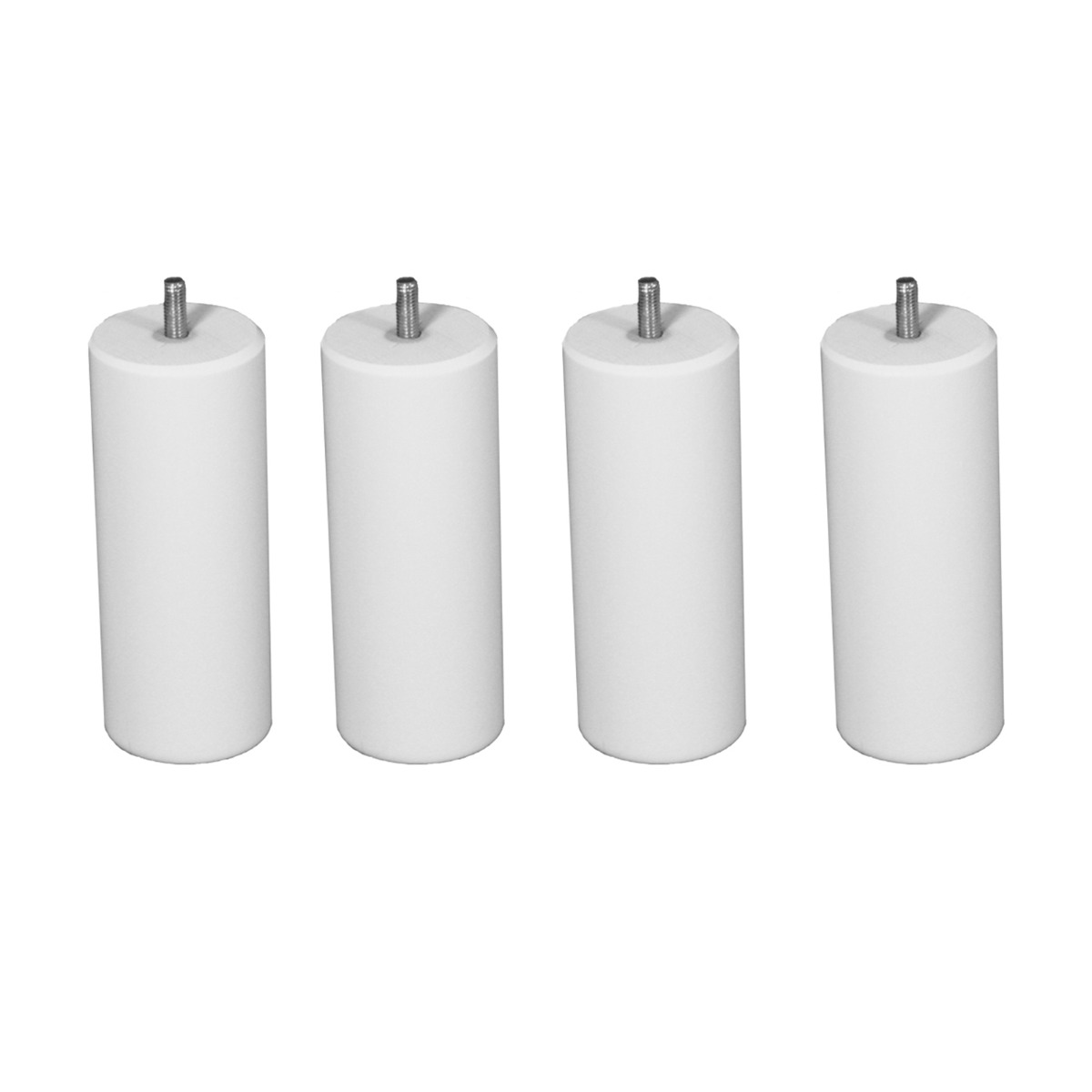 Le Roi du Matelas - Lot de 4 pieds cylindriques Blanc Laqué - H25 cm