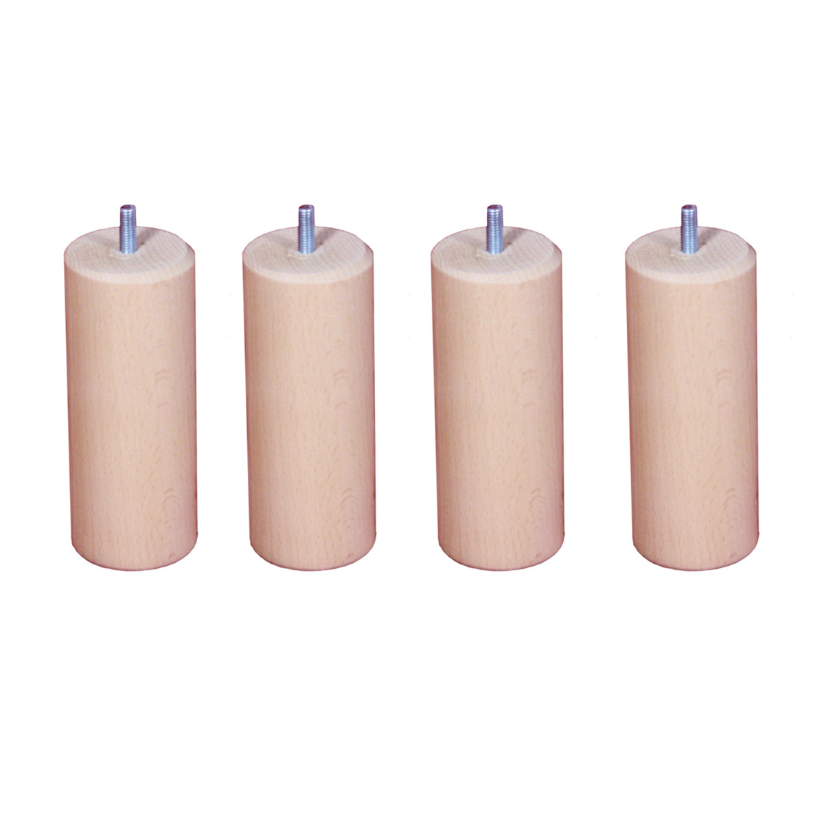 Le Roi du Matelas - Lot de 4 pieds cylindriques Vernis Clair - H25 cm