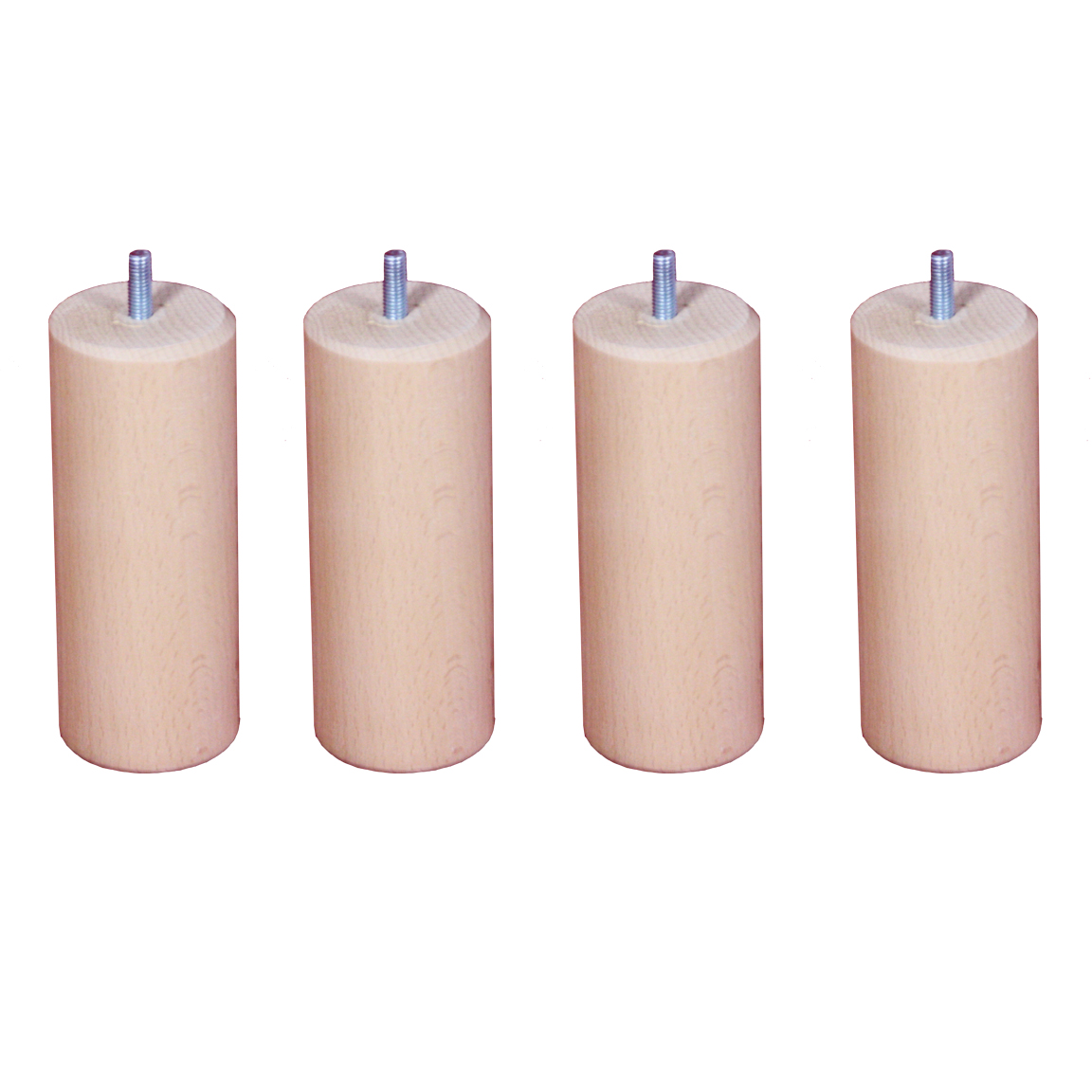 Le Roi du Matelas - Lot de 4 pieds cylindriques Vernis Clair - H30 cm