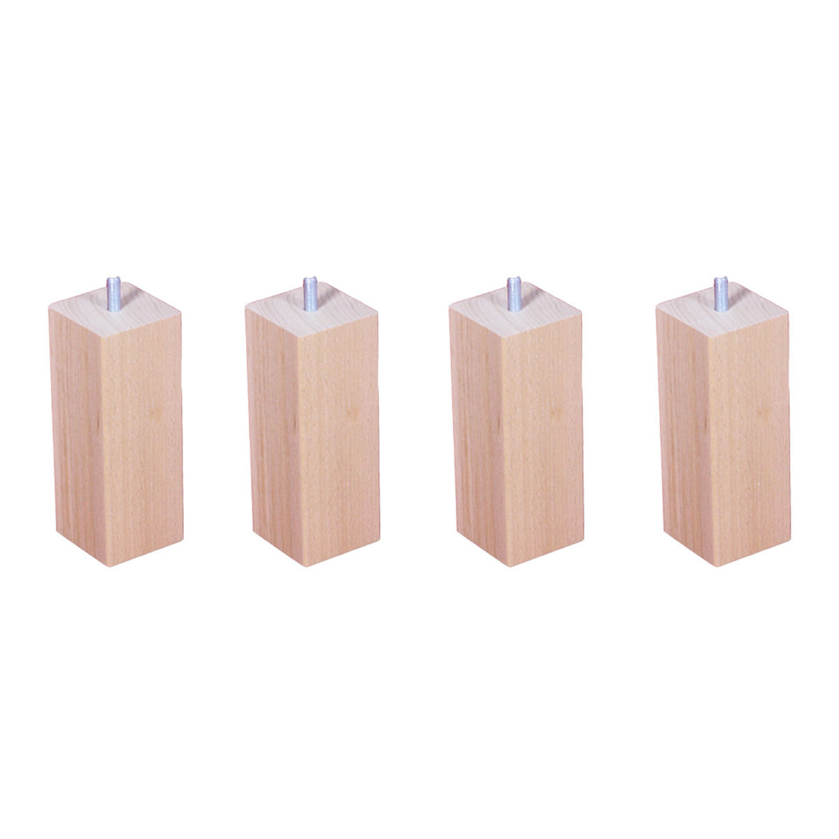Le Roi du Matelas - Lot de 4 pieds carrés Vernis Clair - H15 cm
