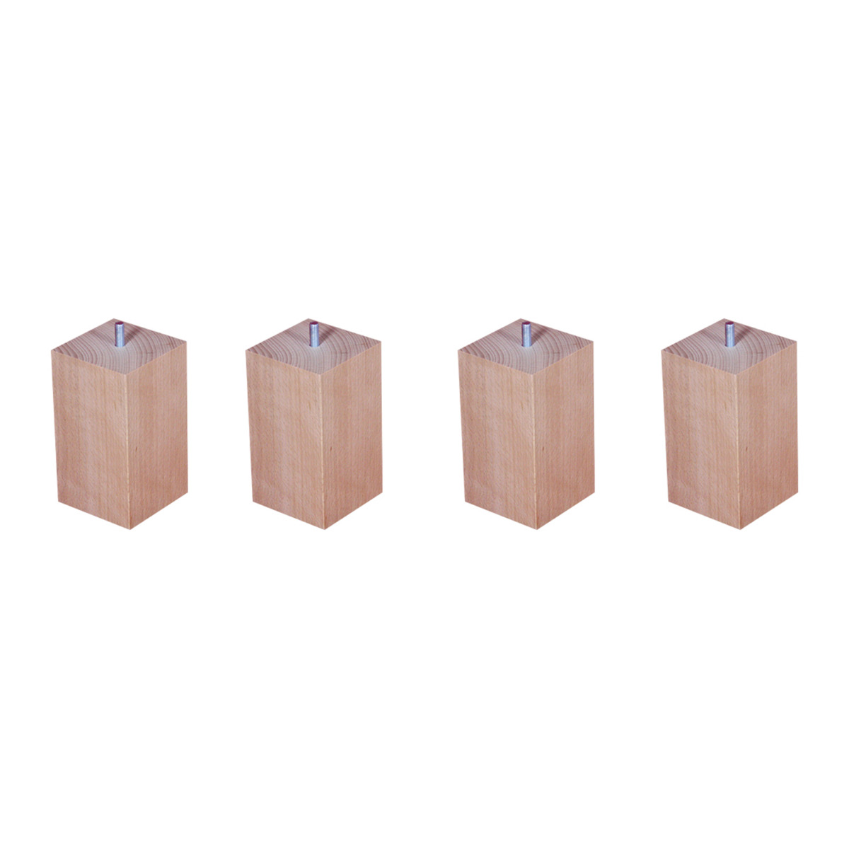 Le Roi du Matelas - Lot de 4 pieds P3 carrés Vernis Clair - H15 cm